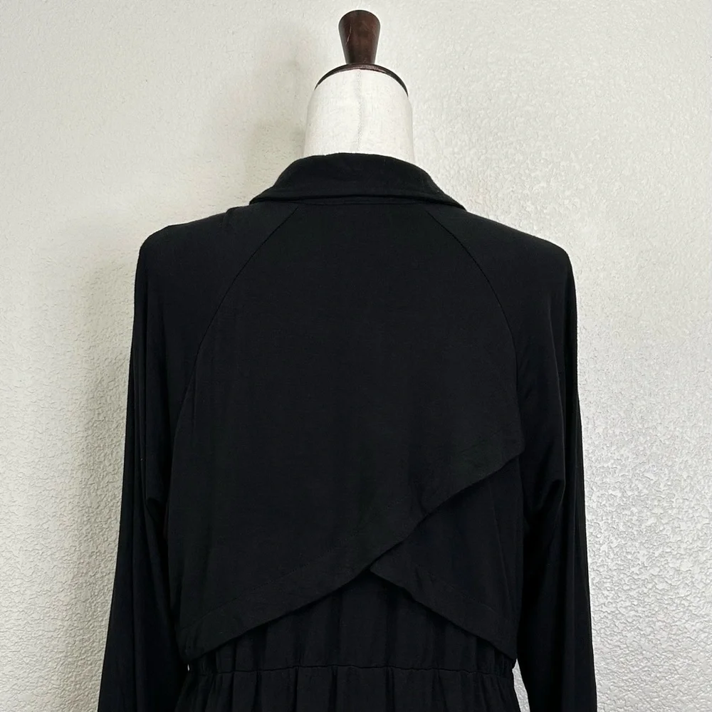 Soft Surroundings Black Criss-Cross Back Button Down Tunic Shirt, Sz Medium - Picture 9 of 13